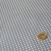 Tissu popeline de coton gris moyen à pois blancs - COLLECTION POLKA DOT - Oeko - Tex - TissusPapi.com