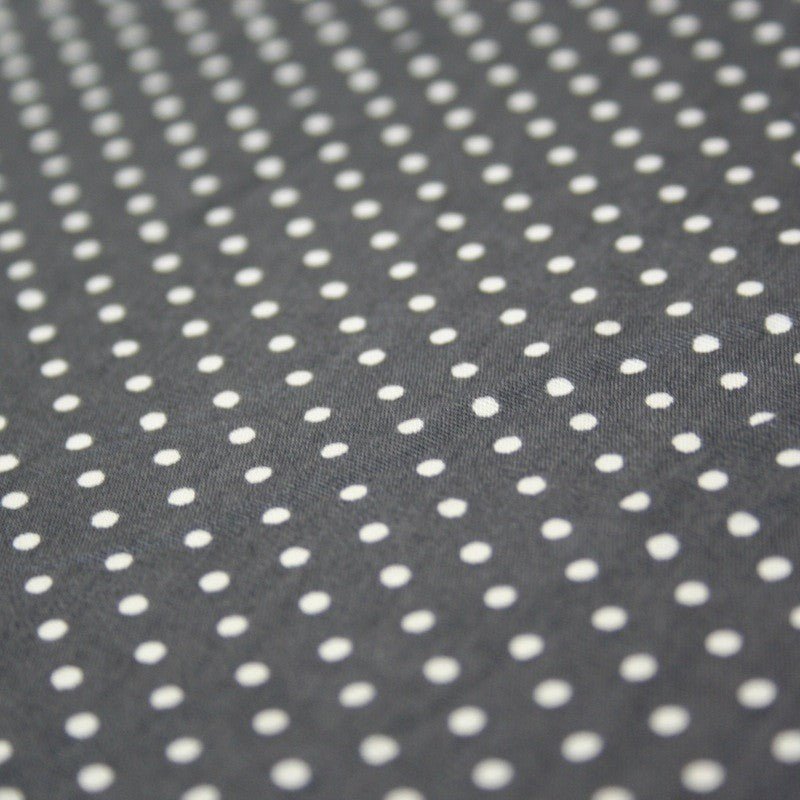 Tissu popeline de coton gris souris à pois blancs - COLLECTION POLKA DOT - Oeko - Tex - TissusPapi.com