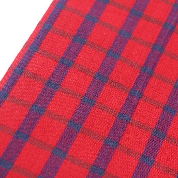 Tissu de coton à carreaux rouges et bleus marine - tissuspapi