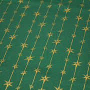Tissu de coton de Noël aux étoiles & liserés dorés, fond vert - TissusPapi.com