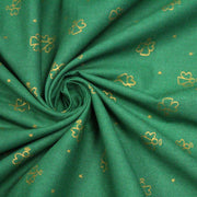 Tissu de coton de Noël aux anges dorés, fond vert - TissusPapi.com