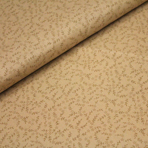 Tissu de coton "Southall" : crème, fleurs marrons clair - COLLECTION PATCHWORK - tissuspapi
