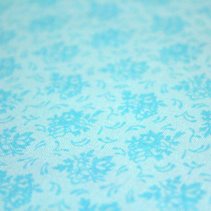 Tissu de coton "Kensington" : fleurs bleues turquoises