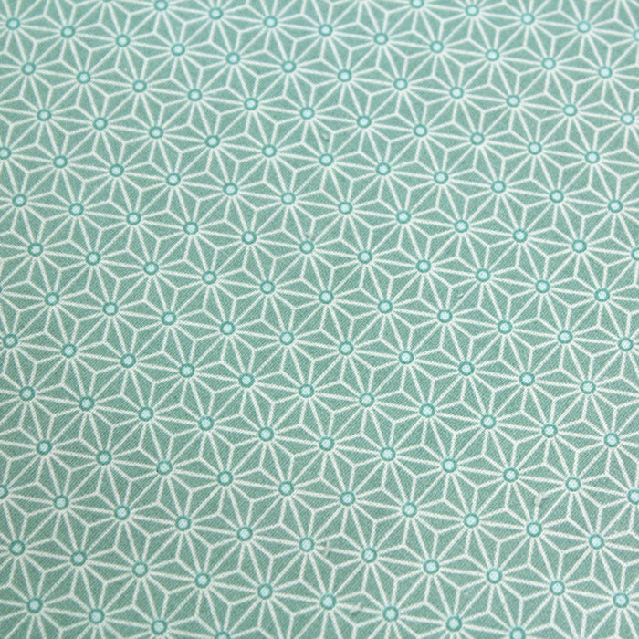 Tissu de coton saki motif traditionnel japonais géométrique ASANOHA gris-bleu & blanc - Oeko-Tex